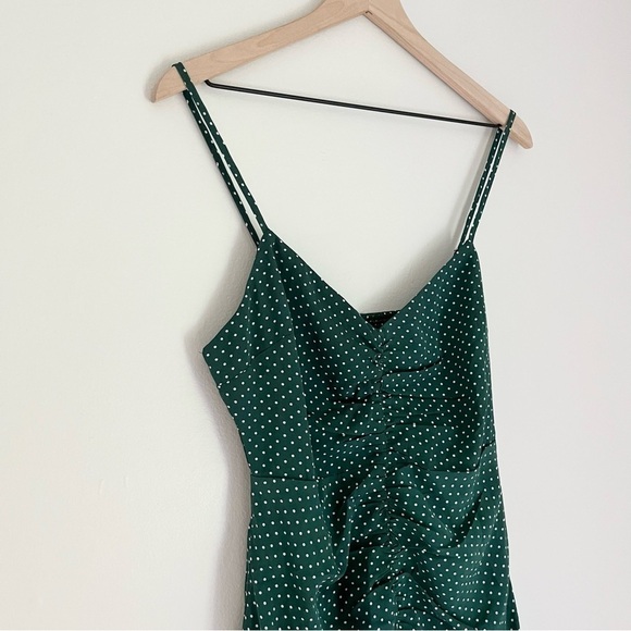 NWT Urban Outfitters Women's Polka Dot Cinched Mini Dress Green Size Medium - Picture 3 of 10